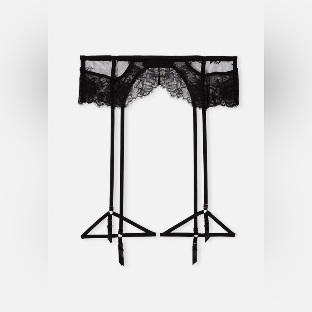 🆕 VS Very Sexy Rose Lace Garter Belt Black - Picture 2 of 4